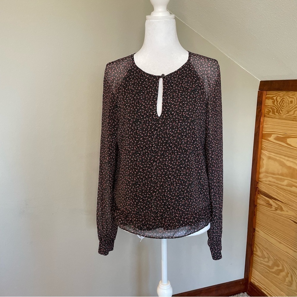 Rebecca Minkoff Lorena Ditzy Floral Sheer Long Sleeve Top Extra Small